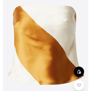 Women's Topshop strapless top, Size 2, White and Gold